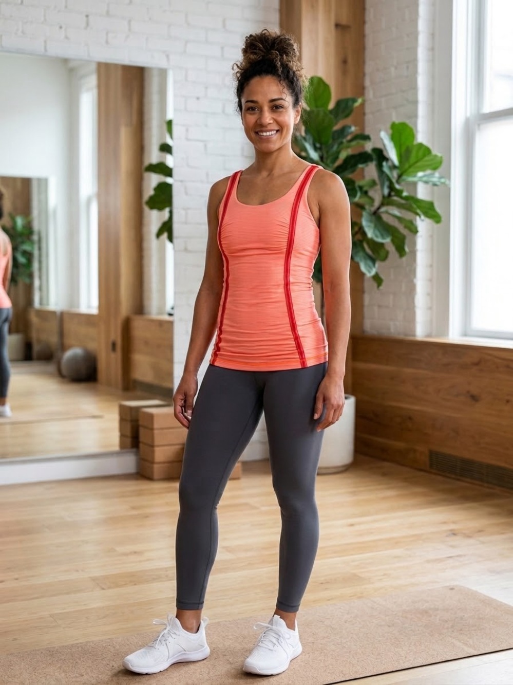 lululemon athletica Coral Pink Tank Dress with Red Trim